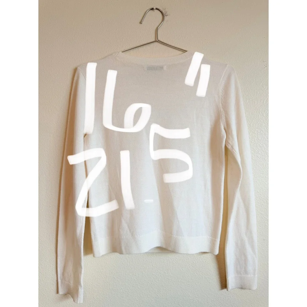Alice + Olivia Sweater Womens White Stacey Face Sequin Wool Crew Neck C610711910